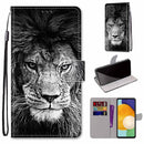 For Samsung Galaxy A53 5G Coloured Drawing Cross Texture Horizontal Flip PU Phone Leather Case with Holder & Card Slots & Wallet & Lanyard(Colorful Layer(Black and White Lion Head)