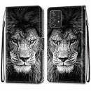 For Samsung Galaxy A53 5G Coloured Drawing Cross Texture Horizontal Flip PU Phone Leather Case with Holder & Card Slots & Wallet & Lanyard(Colorful Layer(Black and White Lion Head)