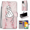 For Samsung Galaxy A53 5G Coloured Drawing Cross Texture Horizontal Flip PU Phone Leather Case with Holder & Card Slots & Wallet & Lanyard(Colorful Layer(Pink Hands Than Hearts)