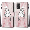 For Samsung Galaxy A53 5G Coloured Drawing Cross Texture Horizontal Flip PU Phone Leather Case with Holder & Card Slots & Wallet & Lanyard(Colorful Layer(Pink Hands Than Hearts)