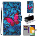 For Samsung Galaxy A53 5G Coloured Drawing Cross Texture Horizontal Flip PU Phone Leather Case with Holder & Card Slots & Wallet & Lanyard(Colorful Layer(Big Red Butterfly On Blue)