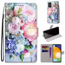 For Samsung Galaxy A53 5G Coloured Drawing Cross Texture Horizontal Flip PU Phone Leather Case with Holder & Card Slots & Wallet & Lanyard(Colorful Layer(Light Pink Bouquet)