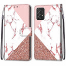 For Samsung Galaxy A53 5G Coloured Drawing Cross Texture Horizontal Flip PU Phone Leather Case with Holder & Card Slots & Wallet & Lanyard(Colorful Layer(Stitching Pink Stone Pattern)