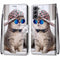 For Samsung Galaxy S22 5G Coloured Drawing Cross Texture Horizontal Flip PU Phone Leather Case with Holder & Card Slots & Wallet & Lanyard(Colorful Layer(Oblique Hat Blue Mirror Cat)