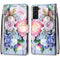 For Samsung Galaxy S22+ 5G Coloured Drawing Cross Texture Horizontal Flip PU Phone Leather Case with Holder & Card Slots & Wallet & Lanyard(Colorful Layer(Light Pink Bouquet)