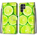For Samsung Galaxy S22 Ultra 5G Coloured Drawing Cross Texture Horizontal Flip PU Phone Leather Case with Holder & Card Slots & Wallet & Lanyard(Colorful Layer(Lime)
