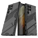 For Samsung Galaxy S22 Ultra 5G Punk Armor 2 in 1 PC + TPU Shockproof Phone Case with Invisible Holder(Black)