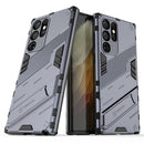 For Samsung Galaxy S22 Ultra 5G Punk Armor 2 in 1 PC + TPU Shockproof Phone Case with Invisible Holder(Grey)