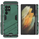 For Samsung Galaxy S22 Ultra 5G Punk Armor 2 in 1 PC + TPU Shockproof Phone Case with Invisible Holder(Green)