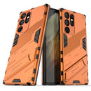 For Samsung Galaxy S22 Ultra 5G Punk Armor 2 in 1 PC + TPU Shockproof Phone Case with Invisible Holder(Orange)