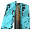 For Samsung Galaxy S22 Ultra 5G Punk Armor 2 in 1 PC + TPU Shockproof Phone Case with Invisible Holder(Blue)