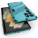 For Samsung Galaxy S22 Ultra 5G Punk Armor 2 in 1 PC + TPU Shockproof Phone Case with Invisible Holder(Blue)