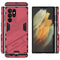 For Samsung Galaxy S22 Ultra 5G Punk Armor 2 in 1 PC + TPU Shockproof Phone Case with Invisible Holder(Light Red)