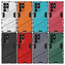 For Samsung Galaxy S22 Ultra 5G Punk Armor 2 in 1 PC + TPU Shockproof Phone Case with Invisible Holder(Light Red)