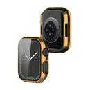Electroplating Shockproof PC Protective Case with Tempered Glass Film For Apple Watch Series 7 41mm(Gold)