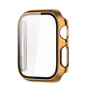 Electroplating Shockproof PC Protective Case with Tempered Glass Film For Apple Watch Series 7 41mm(Gold)