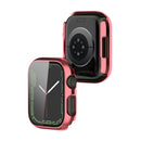 Electroplating Shockproof PC Protective Case with Tempered Glass Film For Apple Watch Series 7 41mm(Rose Gold)