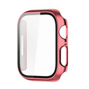 Electroplating Shockproof PC Protective Case with Tempered Glass Film For Apple Watch Series 7 41mm(Rose Gold)