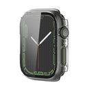 Electroplating Shockproof PC Protective Case with Tempered Glass Film For Apple Watch Series 7 41mm(Transparent White)
