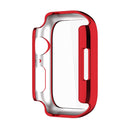 Electroplating Shockproof PC Protective Case with Tempered Glass Film For Apple Watch Series 7 45mm(Red)