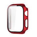 Electroplating Shockproof PC Protective Case with Tempered Glass Film For Apple Watch Series 7 45mm(Red)