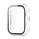 Electroplating Shockproof PC Protective Case with Tempered Glass Film For Apple Watch Series 7 45mm(Transparent White)
