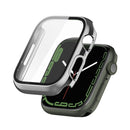 Electroplating Shockproof PC Protective Case with Tempered Glass Film For Apple Watch Series 7 45mm(Silver)
