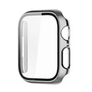 Electroplating Shockproof PC Protective Case with Tempered Glass Film For Apple Watch Series 7 45mm(Silver)