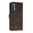 For Tecno Camon 17 Pro Cubic Skin Feel Flip Leather Phone Case(Dark Brown)