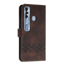 For Tecno Spark 7 Pro Cubic Skin Feel Flip Leather Phone Case(Dark Brown)