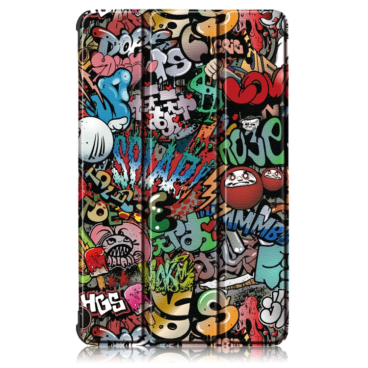 For Lenovo Tab M8 Coloured Drawing Pattern Horizontal Deformation Flip Leather Case with Three-folding Holder(Graffiti)
