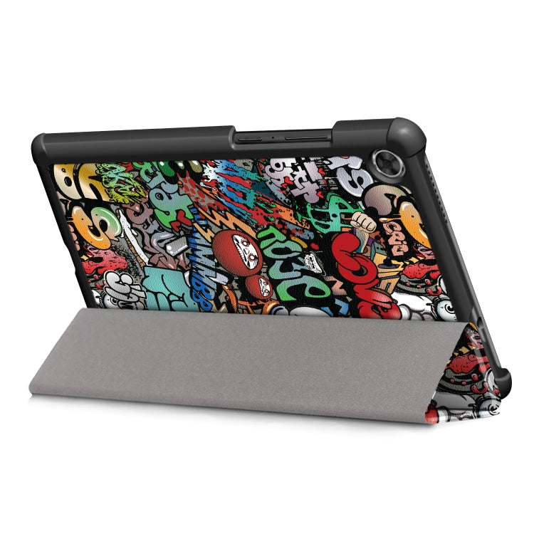 For Lenovo Tab M8 Coloured Drawing Pattern Horizontal Deformation Flip Leather Case with Three-folding Holder(Graffiti)