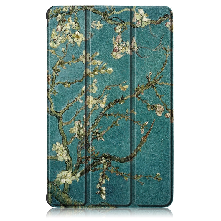 For Lenovo Tab M8 Coloured Drawing Pattern Horizontal Deformation Flip Leather Case with Three-folding Holder(Apricot Flower)