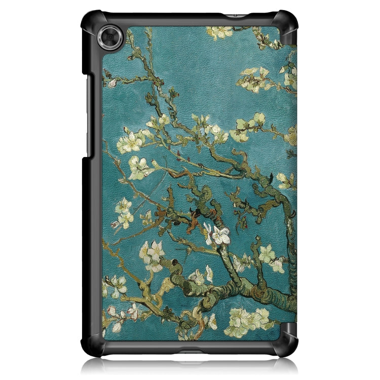 For Lenovo Tab M8 Coloured Drawing Pattern Horizontal Deformation Flip Leather Case with Three-folding Holder(Apricot Flower)
