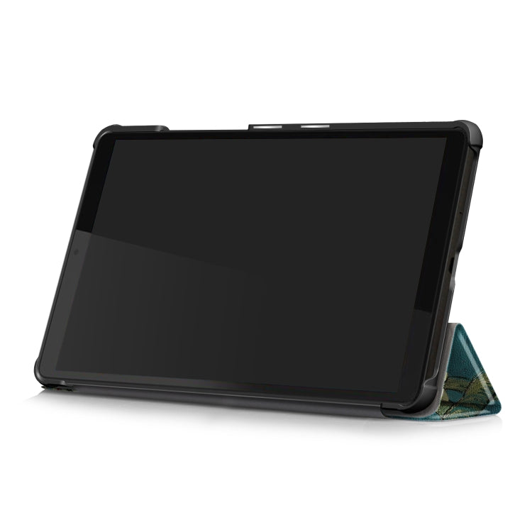 For Lenovo Tab M8 Coloured Drawing Pattern Horizontal Deformation Flip Leather Case with Three-folding Holder(Apricot Flower)