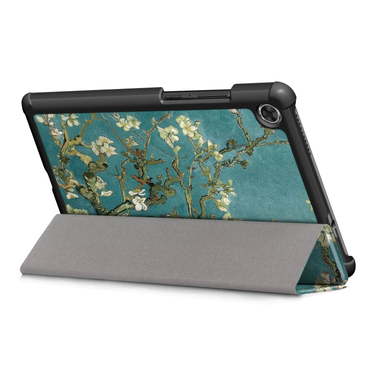 For Lenovo Tab M8 Coloured Drawing Pattern Horizontal Deformation Flip Leather Case with Three-folding Holder(Apricot Flower)
