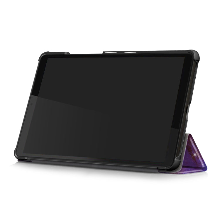 For Lenovo Tab M8 Coloured Drawing Pattern Horizontal Deformation Flip Leather Case with Three-folding Holder(Galaxy)
