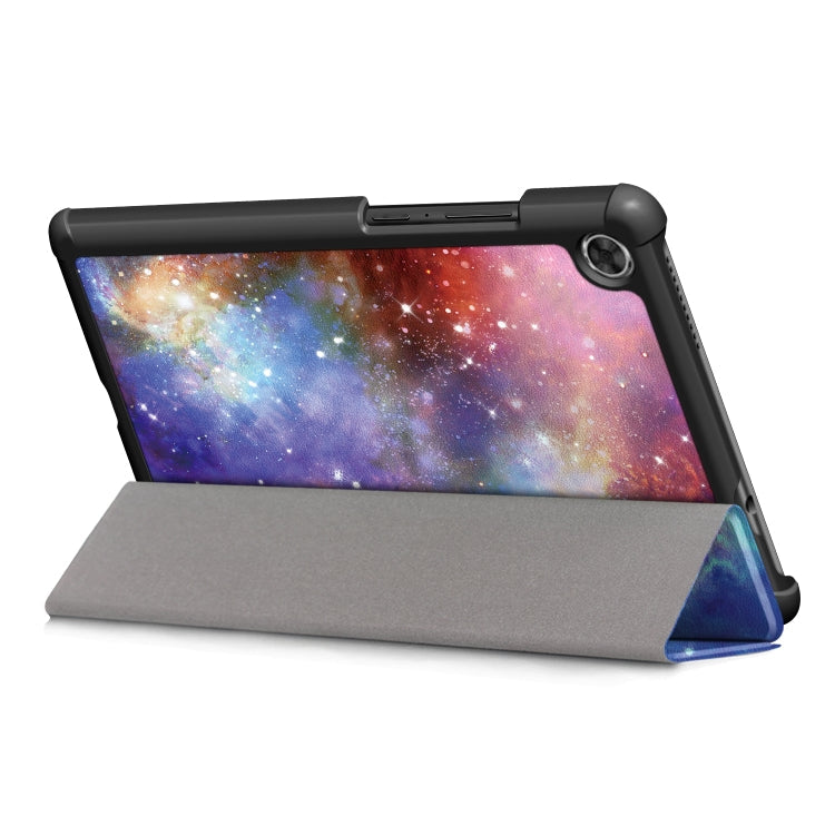 For Lenovo Tab M8 Coloured Drawing Pattern Horizontal Deformation Flip Leather Case with Three-folding Holder(Galaxy)