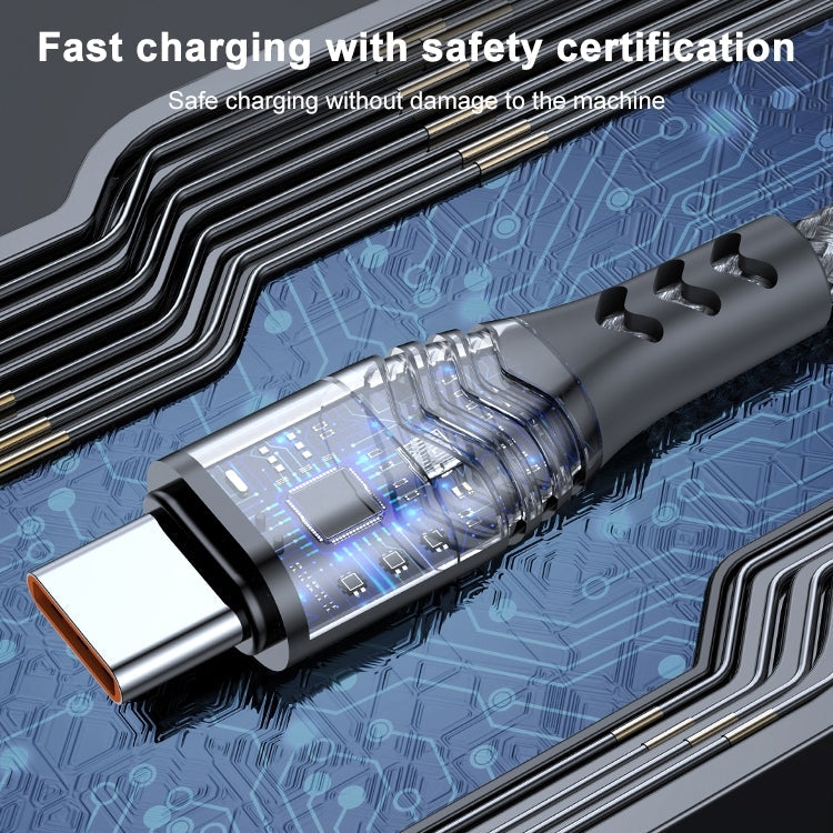 ADC-005 6A USB to USB-C / Type-C Weave Fast Charging Data Cable, Length:0.5m(Black)