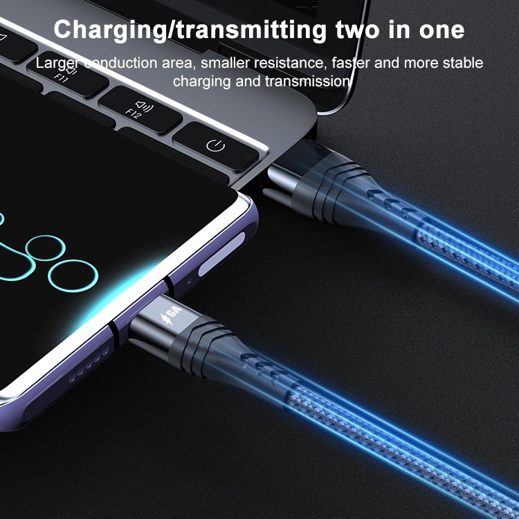 ADC-005 6A USB to USB-C / Type-C Weave Fast Charging Data Cable, Length:0.5m(Black)