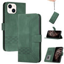 Cubic Skin Feel Flip Leather Phone Case For iPhone 13(Green)
