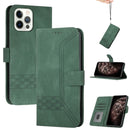 Cubic Skin Feel Flip Leather Phone Case For iPhone 13 Pro(Green)