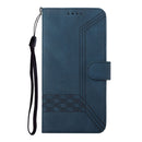 Cubic Skin Feel Flip Leather Phone Case For iPhone 13 Pro Max(Blue)