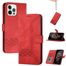 Cubic Skin Feel Flip Leather Phone Case For iPhone 13 Pro Max(Red)