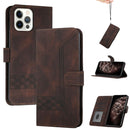Cubic Skin Feel Flip Leather Phone Case For iPhone 12 / 12 Pro(Brown)
