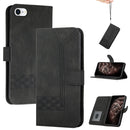 Cubic Skin Feel Flip Leather Phone Case For iPhone SE 2022 / SE 2020 / 7 / 8(Black)