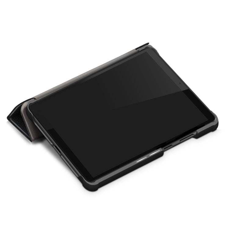 For Lenovo Tab M8 Custer Texture Horizontal Flip Smart TPU Leather Case with Three-folding Holder(Black)