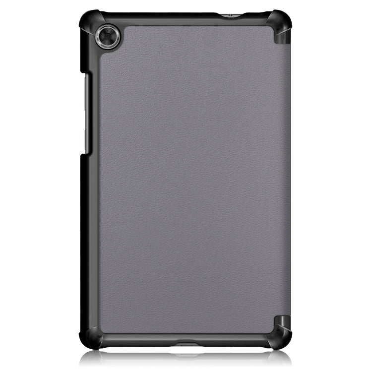 For Lenovo Tab M8 Custer Texture Horizontal Flip Smart TPU Leather Case with Three-folding Holder(Grey)
