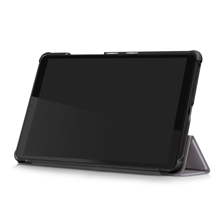 For Lenovo Tab M8 Custer Texture Horizontal Flip Smart TPU Leather Case with Three-folding Holder(Grey)
