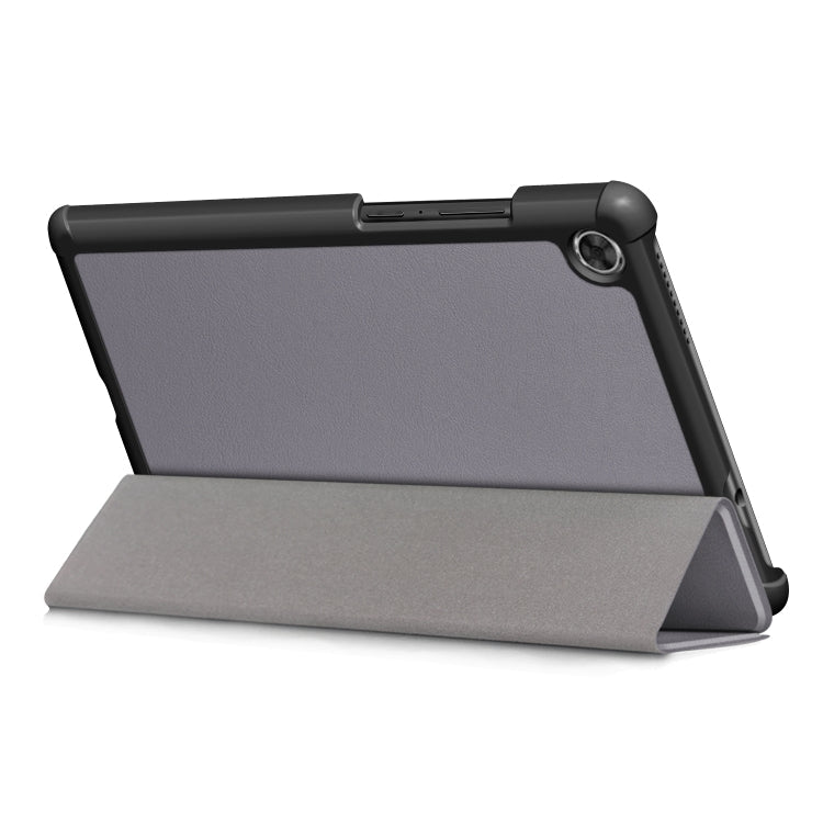 For Lenovo Tab M8 Custer Texture Horizontal Flip Smart TPU Leather Case with Three-folding Holder(Grey)